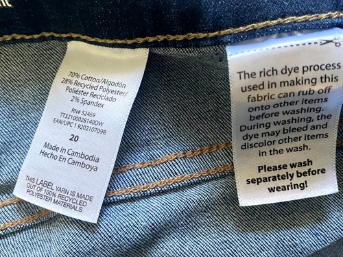 Womans Time N Tru Blue Jeans XXL 20 Straight Dark Blue - Picture 4 of 5