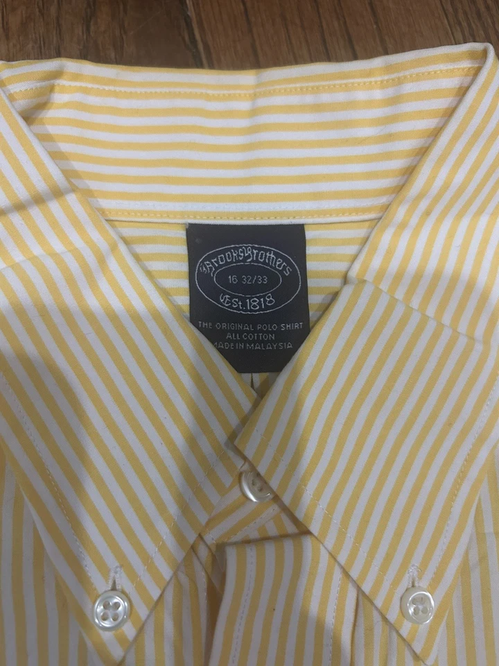 Camisa Oxford Brooks Brothers Amarillo/Blanco Rayas 16 32/33, Excelente Estado Foto 4 de 4