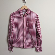 Abercrombie Fitch Muscle Fit Button Down Shirt Mens Medium Red Gingham Check