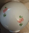 VTG GWTW MILK GLASS BALL SHADE~HAND PAINTED FLOWERS- 10" Tall 32" Round