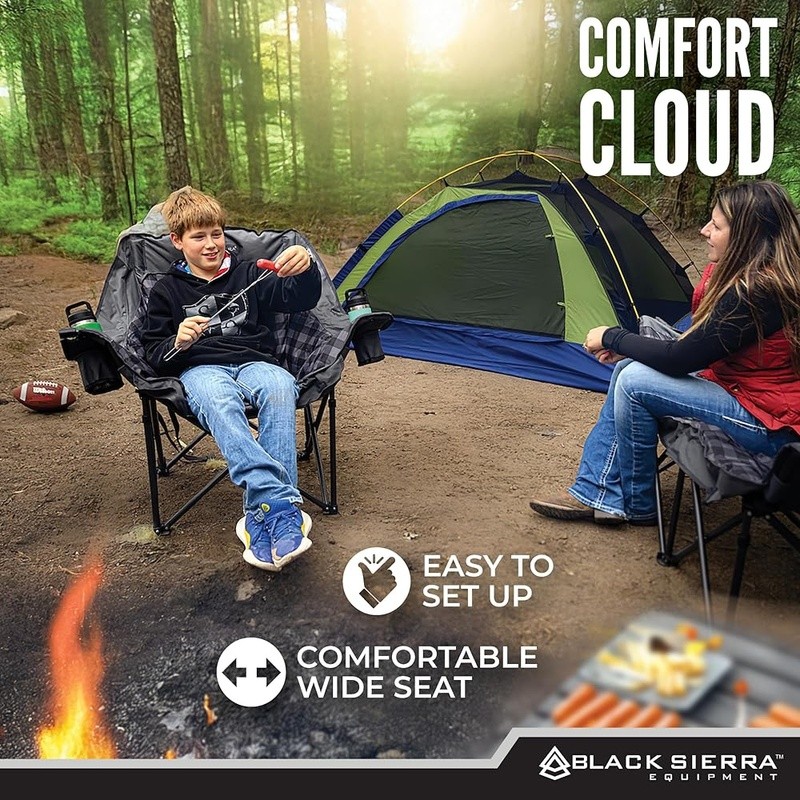 Oversized Outdoor Folding Chair Camp Chair Heavy Duty Portable W/ Cup Holders US