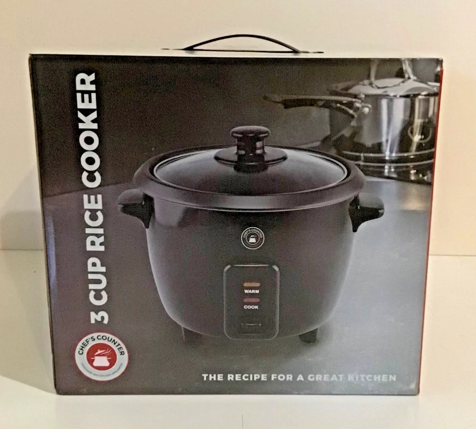 Chef's Counter 3 Cup Rice Cooker NIB CC-229-BK