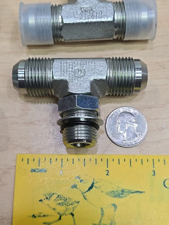 20 - 5/8" Male JIC x 5/8" Male JIC x 1/2" Male O-Ring Boss Branch Forged Tee New - Image 4 of 4
