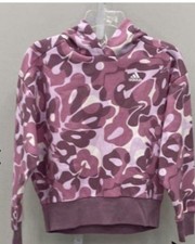 NWT Adidas Loose Fit Girls Purple Patterned Pull Over Hoodie Size M
