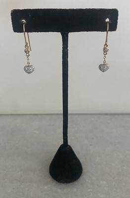 Gold Over 925 Sterling Silver Ross Simons Heart Love CZ Dangle Pierced Earrings