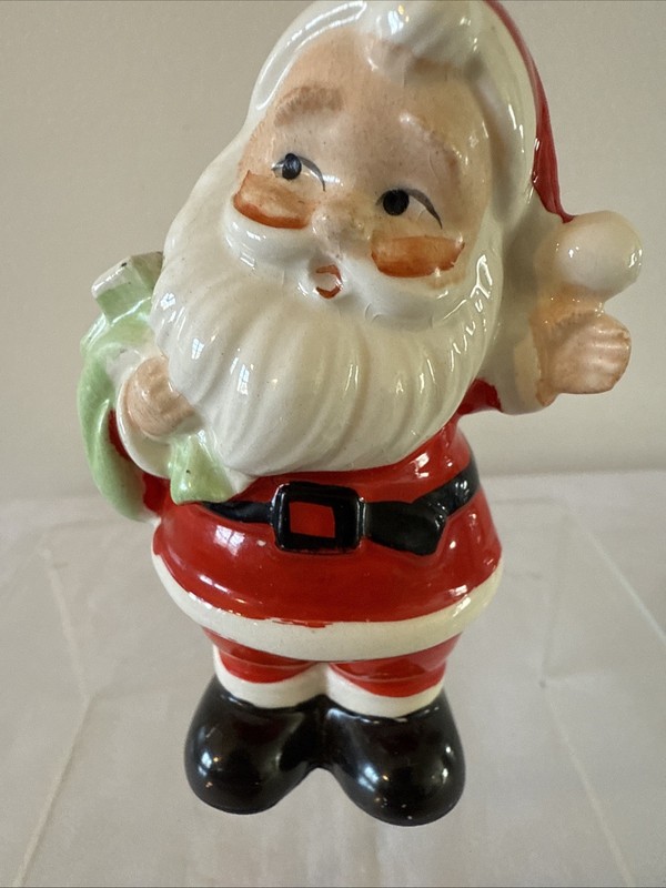 Vintage Christmas  Santa Claus Toysack Ceramic  Salt Pepper Shaker Single Japan