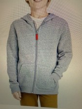 Boys' Fleece Front Zip-Up Hooded Hoodie Sweatshirt Cat  Jack Gray XXL 16/18