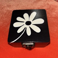 Christmas Gift Wooden Box Hand Painted Flower On Lid Premium Wood Box Trinket