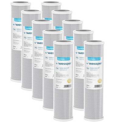 10x Wessper Aktivkohlefilter, Filterkerze 10 Zoll in der Feinheit von 5µ