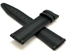 TO FIT TAG HEUER Leather Matte Black/Black 20mm x 18mm Watch Strap No Buckle NEW