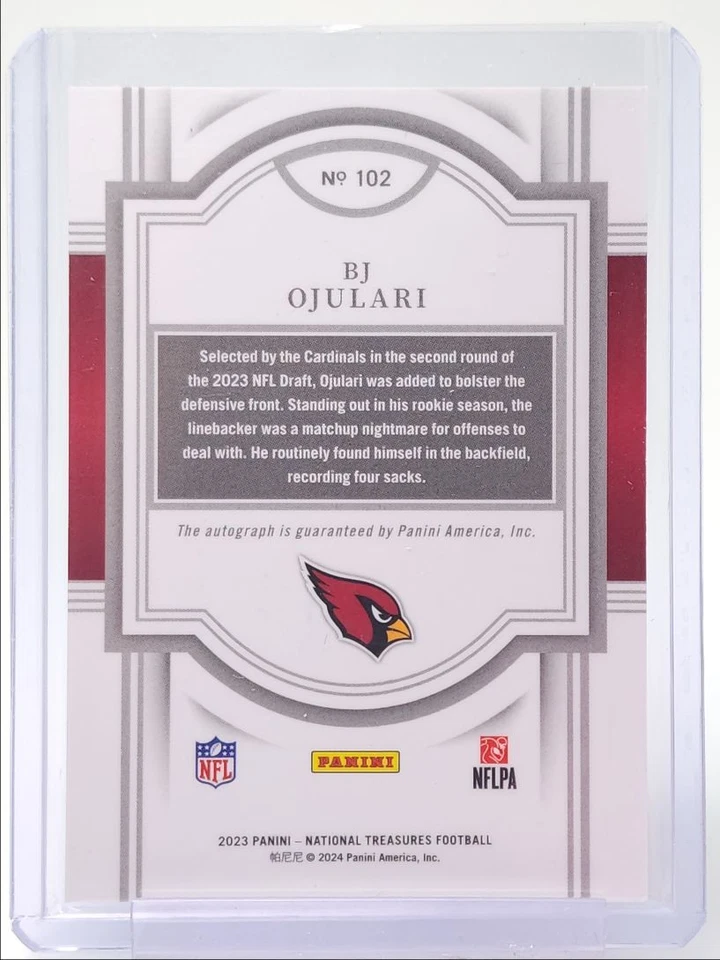 BJ OJULARI 2023 NATIONAL TREASURES ROOKIE SIGNATURE RC AUTO /99 Q5540 - Image 2 of 2