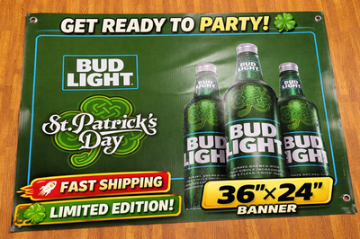 Bud Light St Patrick's Day Banner 36x24 Vinyl Beer Banner | Irish