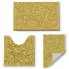 Bathroom Rugs Sets 3 Piece, 16" x 24" 20" x 32" 20" x 20" U shape Yellow
