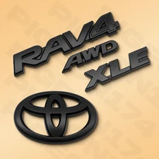 4PC Liftgate Emblem Overlay Kits For Rav4 2019-2025 XLE AWD Matt Black Nameplate