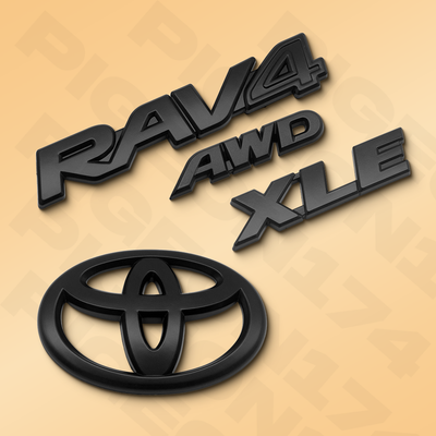 #ad 4PC Liftgate Emblem Overlay Kits For Rav4 2019 2025 XLE AWD Matt Black Nameplate $27.54
