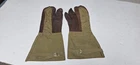 Vintage WW2 ? Bomber Crew Two Finger Gloves Military Mittens Aviators Mitts Thin