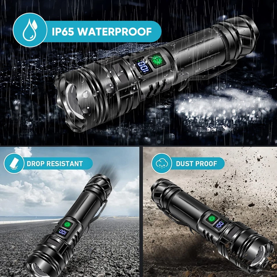 Paquete de 1-50 linterna táctica LED súper brillante 50000000LM luz de trabajo recargable Foto 4 de 4