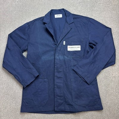 Französische Jacke Erwachsene Large blau Vintage Canvas Arbeitskleidung Utili...