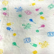 Vintage Pastel Pencils Blocks Tic Tac Toe  Cotton Flannel Receiving Baby Blanket