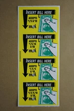 MEI Mars Bill Validator VN Series Set of 4 Sticker Decal Accepts $1 $2 $5 & $10