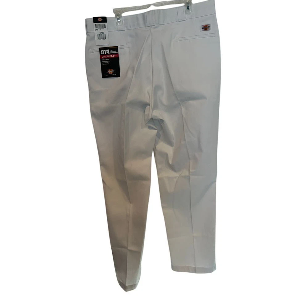 Dickies 874 Original Fit Work Pants White Wrinkle Resistant Stain Release 40x32 - Image 2 of 4