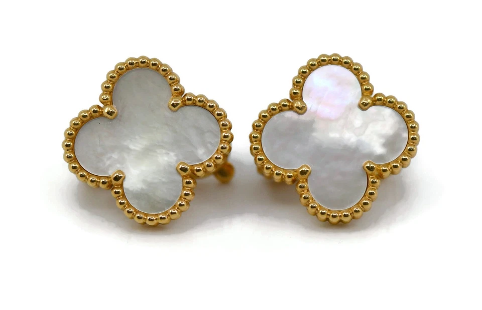 Brincos vintage de ouro amarelo 18K Van Cleef & Arpels Alhambra - Imagem 2 de 4