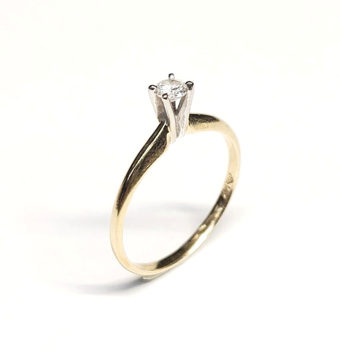 Solid 14K Yellow Gold .15ct Diamond Solitaire Rin… - image 7