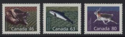 KANADA BRIEFMARKEN 1990 FAUNA Definitives 46c 63c 80c 3v MNH+++++x