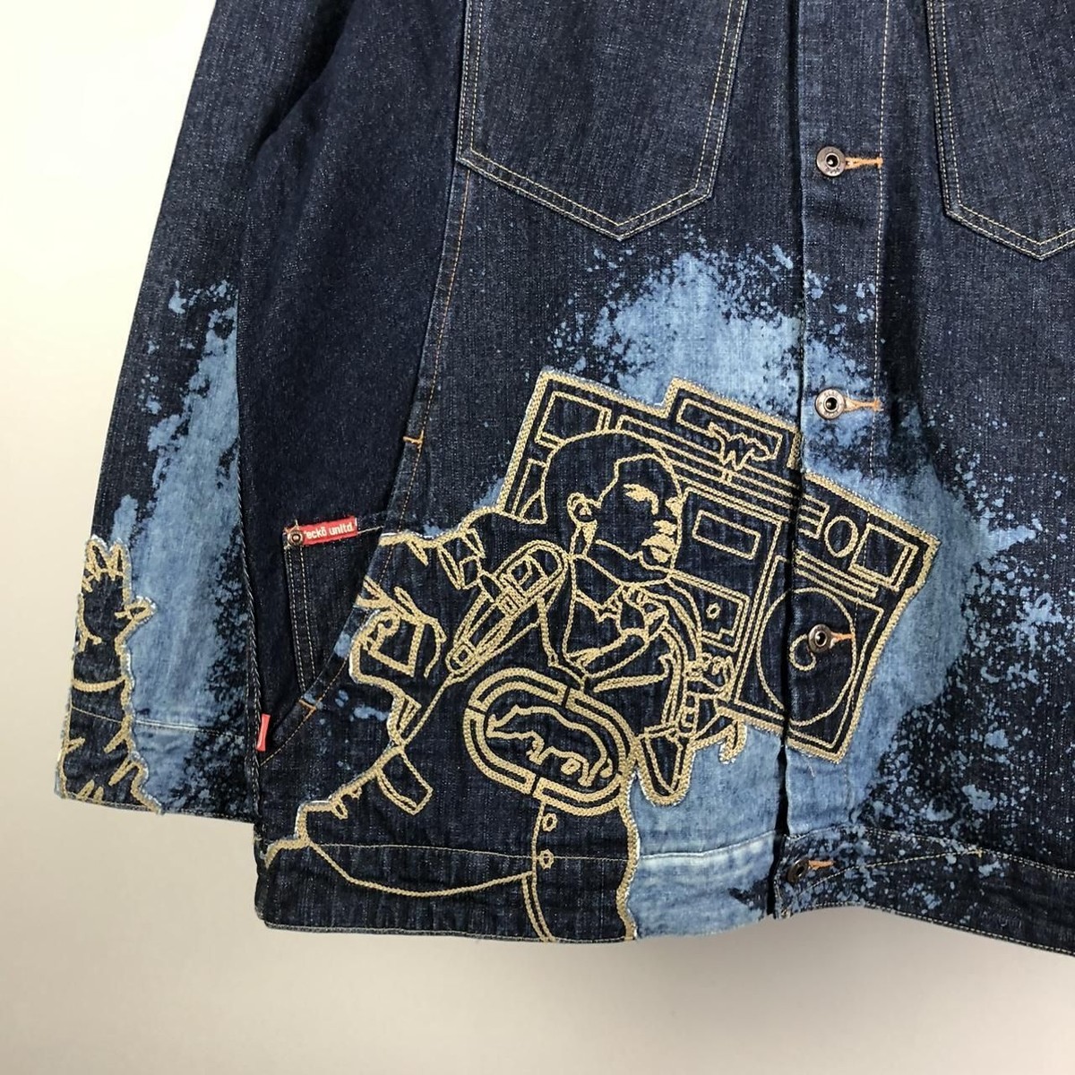 ジャケット・アウター 90s ECKO UNLIMITED HIPHOP NYLON JACKET Vintage 90s Ecko Unltd Black Shiny Nylon Arm Patch Full Zip