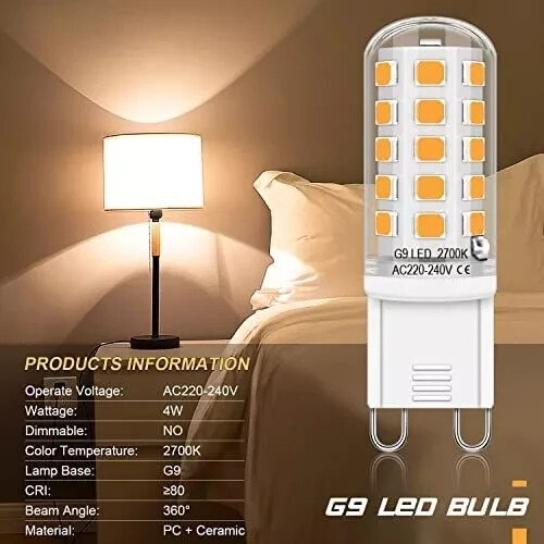 (4X) G9 LED Leuchtmittel AUTING warmweiß 2700K LED Licht 4 Stück - Bild 1 von 5