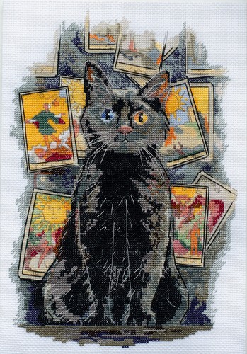 DIY Cross-Stitch Kit Premonition Tarot Cat Needlepoint Craft Kit Stitching Set - Picture 9 of 16