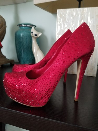 ALDO RED CRYSTAL BLING HEELS | eBay