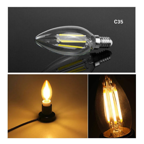 4PCS E27 6W 220V Screwed LED Candle Bulb Filament Bulb Bulb Candle Warm White - Picture 2 of 4