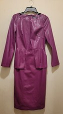 Halston Women Vegan Leather Dress  Berry Sz  Sm ( Sz 4/6)