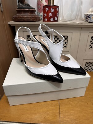 LK Bennett Kamila Black White Leather Court Shoes BNIB