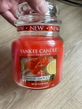 Image of Yankee Candle Strawberry Lemon Ice medium 14.5oz Jar. VHTF