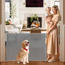 No-Drill Retractable Dog & Baby Gate – 65” Wide Indoor/Outdoor Mesh - NIB