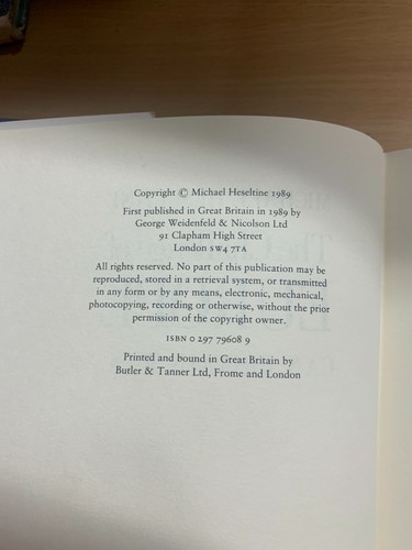 1989 MICHAEL HESELTINE THE CHALLENGE OF EUROPE CAN BRITAIN WIN?" HB BOOK (P4) - Picture 12 of 12