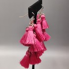 Long Gold Tone Pink Multi Cluster Chain Link Dangle Drop Earrings Jewelry  — photo 2