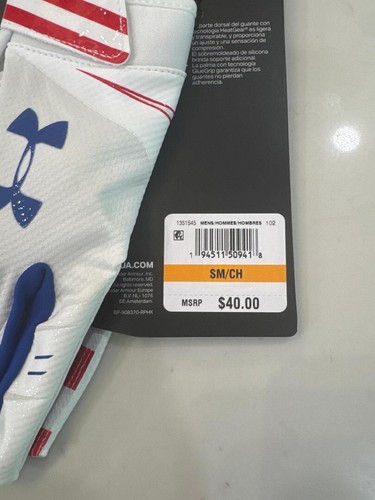 Under Armour F7 USA Red, White, Blue Football Gloves Sizes S,M,L,2XL MSRP $40 - Picture 4 of 13