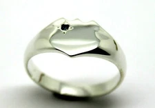 Genine Size U Solid Sterling Silver Shield Australian Sapphire Signet Ring