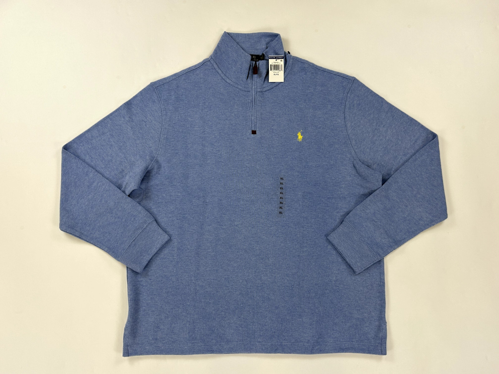 Поло Ralph Lauren с длинным рукавом на молнии 1/2 - Светло-голубое (желтое) - Размер: XL