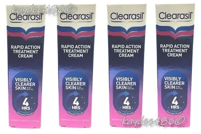 4 x Clearasil 25ml Rapid Action 4 Hour Treatment Cream Reduce Spots Exp. 01/2027