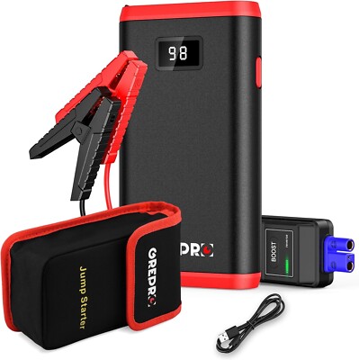 GREPRO Starthilfe Power Pack (bis 6,5L Gas, 4,0L Diesel), 2000A Autobatterie