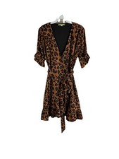 Gianni Bini Womens Medium Cheetah Leopard Animal Print Wrap Dress Mob Wife