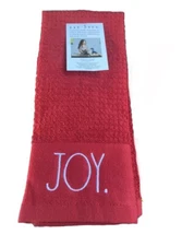 Rae Dunn 3 Pack Christmas Red White Green Joy Merry Embroidered Kitchen Towels