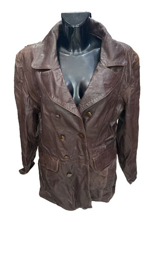 Asso Giacca In Pelle Usato Donna Woman Tg 48 Marrone XYE169L