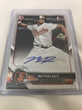 2018 Bowman Matthias Dietz Auto! Orioles Prospect Rookie RC Rare