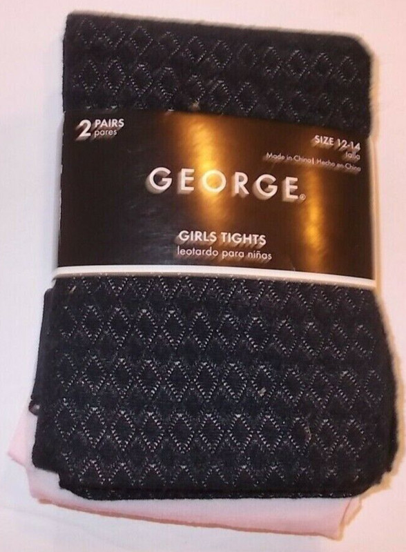 2 packs - 4 total! new George Girls Size 12-14 Pink And Black 2-Pack Tights