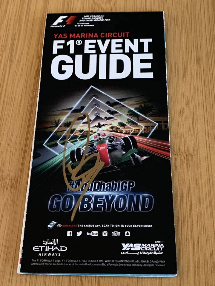 Lewis Hamilton 2015 Gran Premio de Abu Dhabi Programa Autografiado COMPLETO JSA LOA F1 Foto 3 de 4